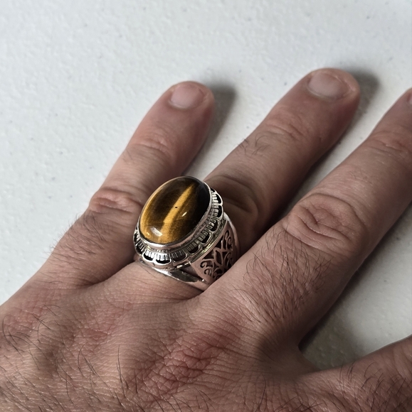 Stunning tiger's eye Sterling Silver ring. - Picture 4 of 14